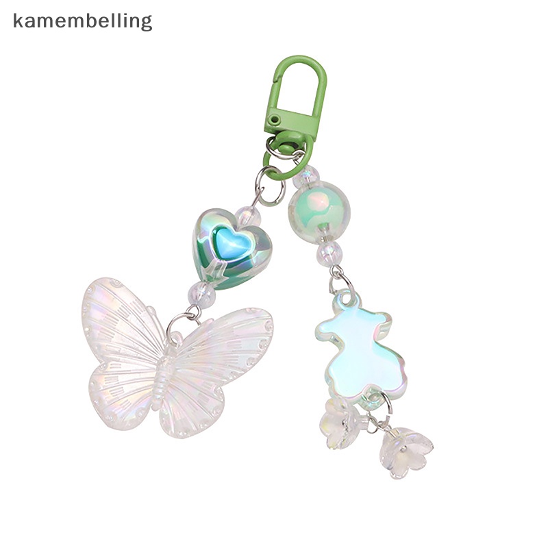 Kamembelling Móc Khóa Acrylic Màu Gradient Họa Tiết Bướm Nhỏ Xinh Trong Suốt