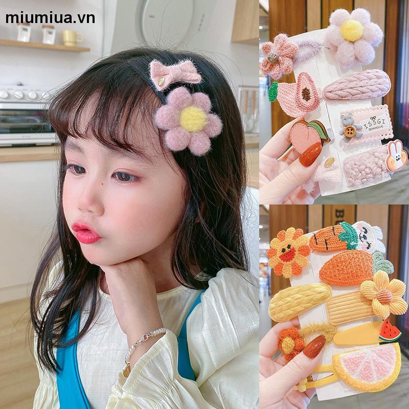 miumiuaBộ Kẹp Tóc Đính Nơ Họa Tiết Hoạt Hình Phong Cách Hàn Quốc Cho Bé Gái