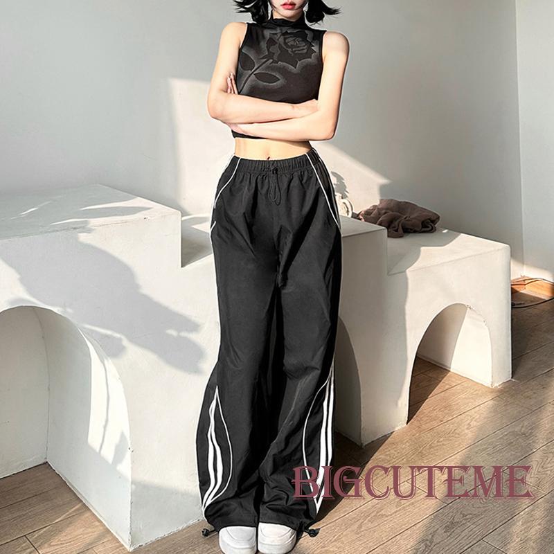 Quần Dài Lưng Cao Ống Rộng Họa Tiết Kẻ Sọc Thời Trang Xuân Hè Dành Cho Nữ