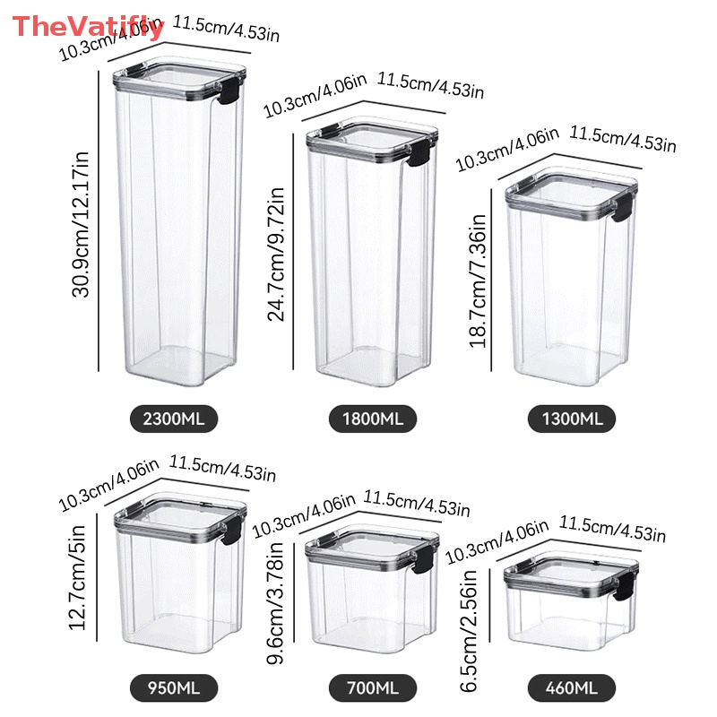 [Thevalifly] Hộp Nhựa Trong Suốt Đựng Thực Phẩm Khô Có Nắp Đậy Cho Nhà Bếp Và Quần Lót