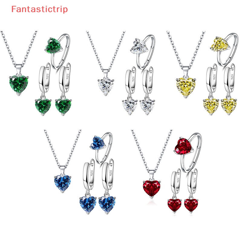 1 Bộ Trang Sức Thời Trang Ngọt Ngào Hình Trái Tim Đính Đá Zircon Cho Cô Dâu