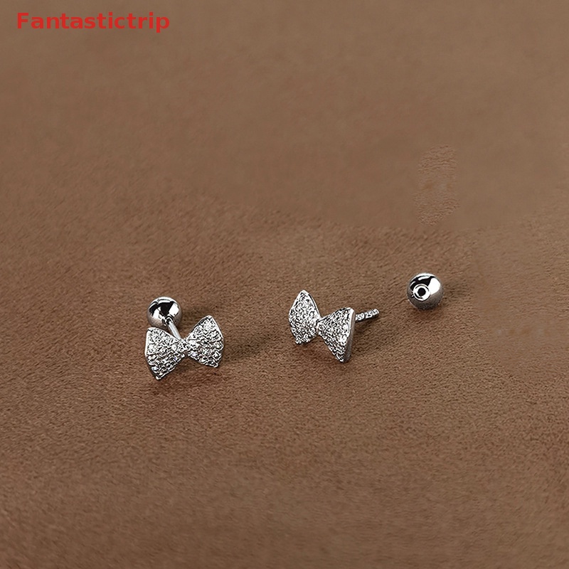 1 Đôi Bông Tai Hình Nơ Đính Đá Zircon Thời Trang Dành Cho Nữ