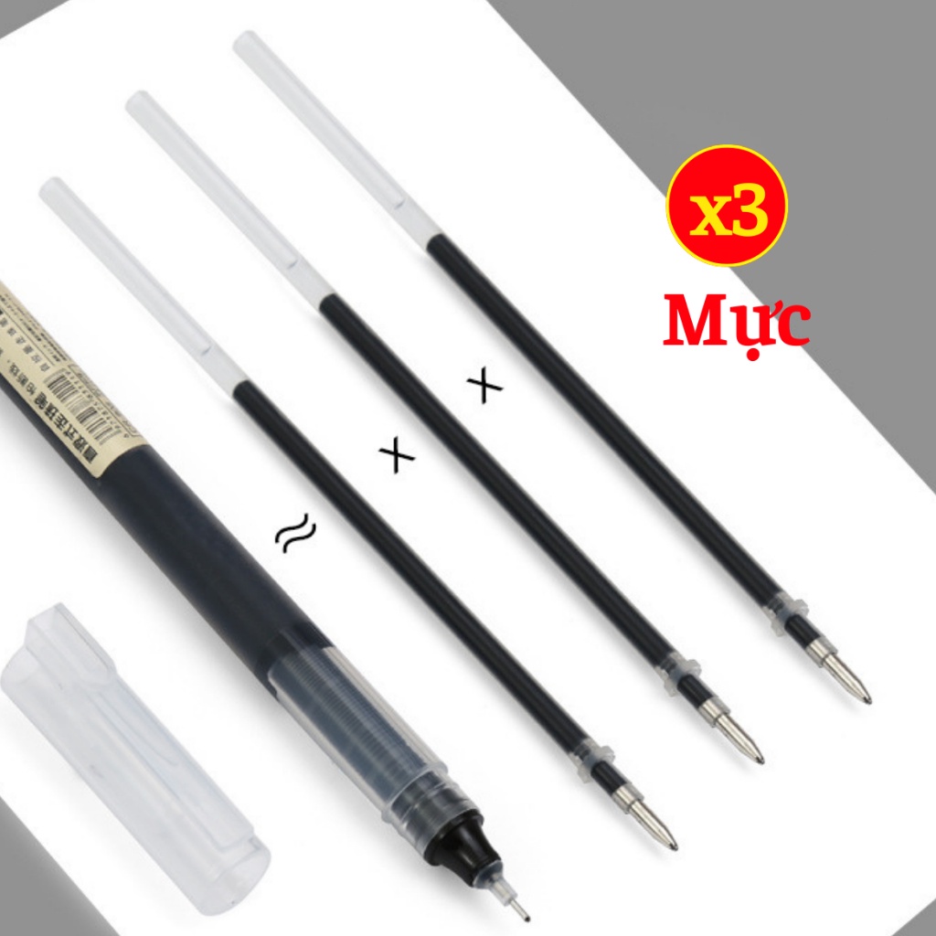 Bút gel mực nước bút nước đen xanh đỏ mực khô nhanh ngòi 0,5mm bút gel đen mực trơn mượt viết cực thích