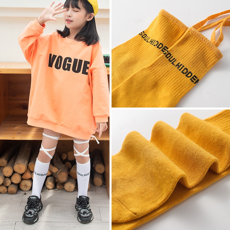 Vớ Cao Ngang Bắp Chân Cột Dây Màu Sắc Huỳnh Quang Thời Trang Xuân Hè Cho Bé Gái