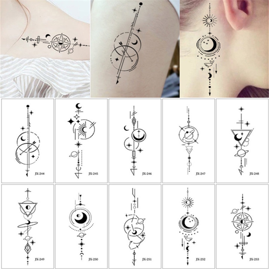 Set 10 Hình Xăm Dán Màu Đen Chống Nước Độc Đáo