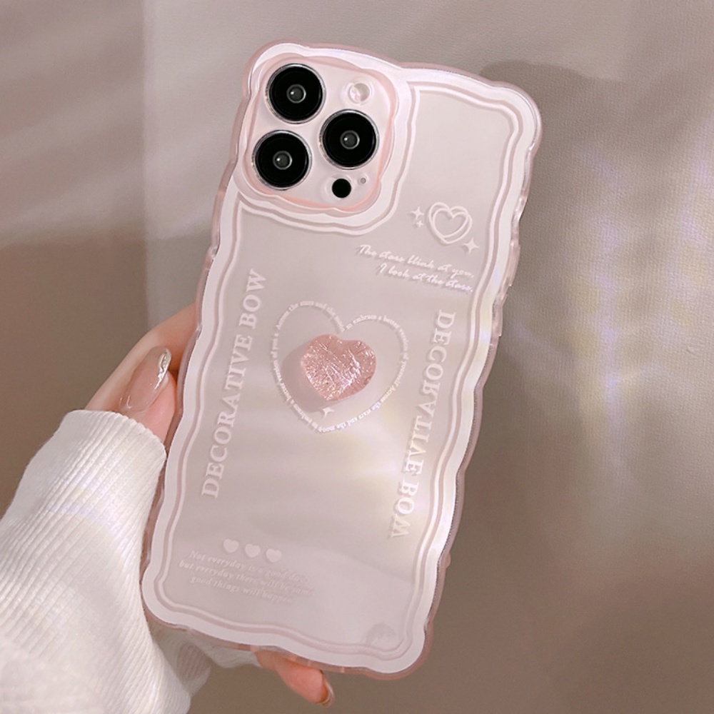 Ốp Điện Thoại TPU Mềm Chống Sốc Khung Gợn Sóng In Chữ Trái Tim 3D Cho IPhone 14 Pro Max 13 12 11 Pro Max XS XR 7 8 Plus