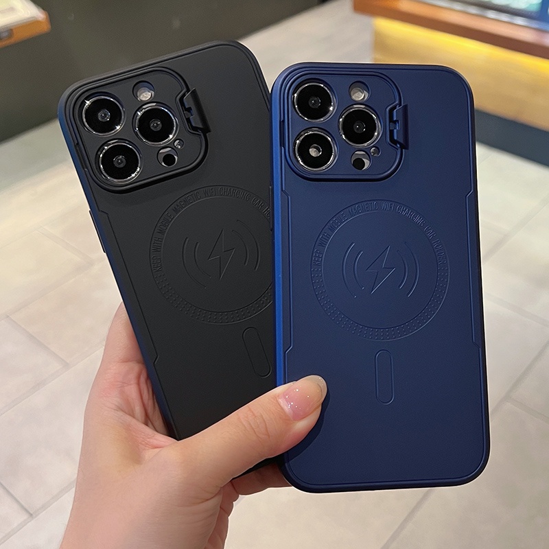 Bao Da Điện Thoại PC Mặt Nhám Từ Tính Có Giá Đỡ Cho iPhone 14 Plus 13 12 11 Pro Max XS