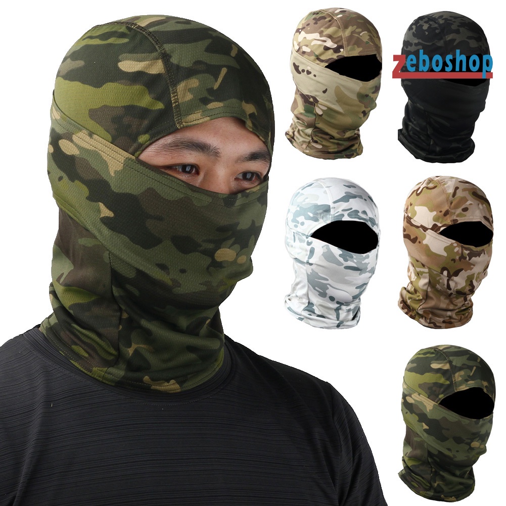 Zeboshop Mũ Trùm Đầu Che Mặt Bảo Vệ Mặt Họa Tiết Rằn Ri Dùng Khi Đạp Xe Ngoài Trời