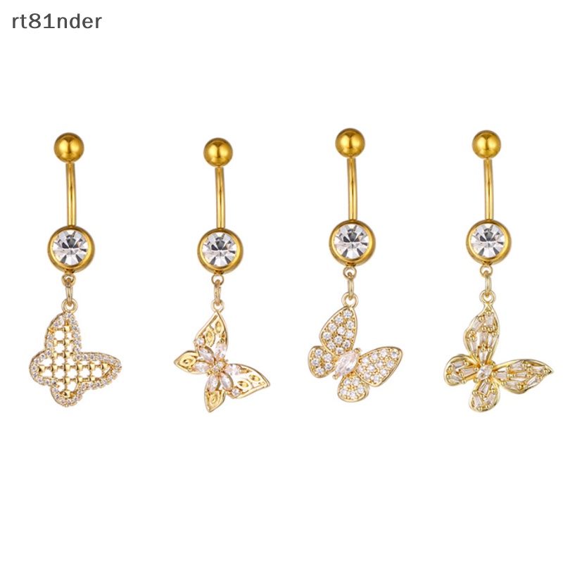 Rt Khuyên Rốn Bằng Đồng Đính Đá Zircon Hình Bướm Lấp Lánh Thời Trang Đẹp Mắt n