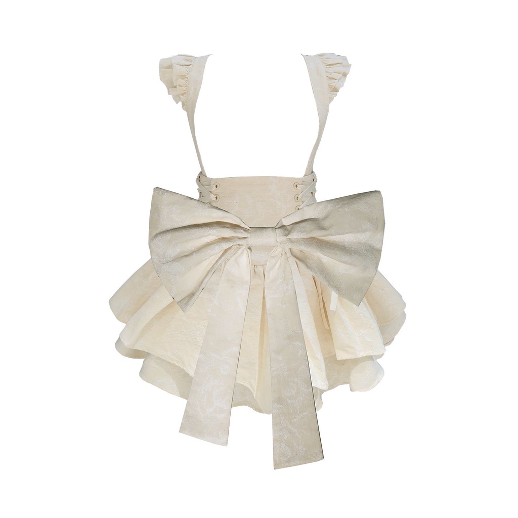 Váy Ngắn Lưng Cao Thắt Nơ To Lãng Mạn Phong Cách Mới Năm 2023 WDJM