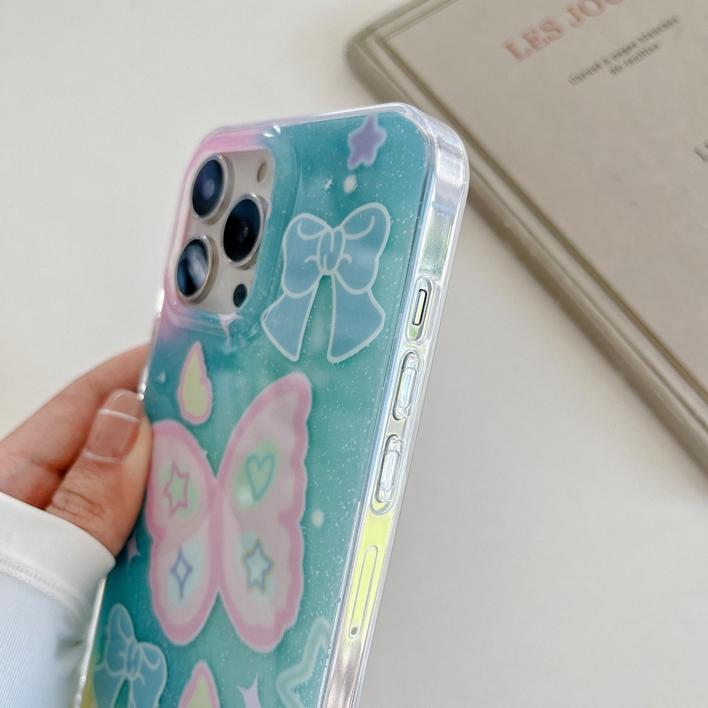 Ốp Điện Thoại TPU Mềm Trong Suốt Chống Sốc Họa Tiết Bướm Cho iPhone 14 13 12 11 Pro Max