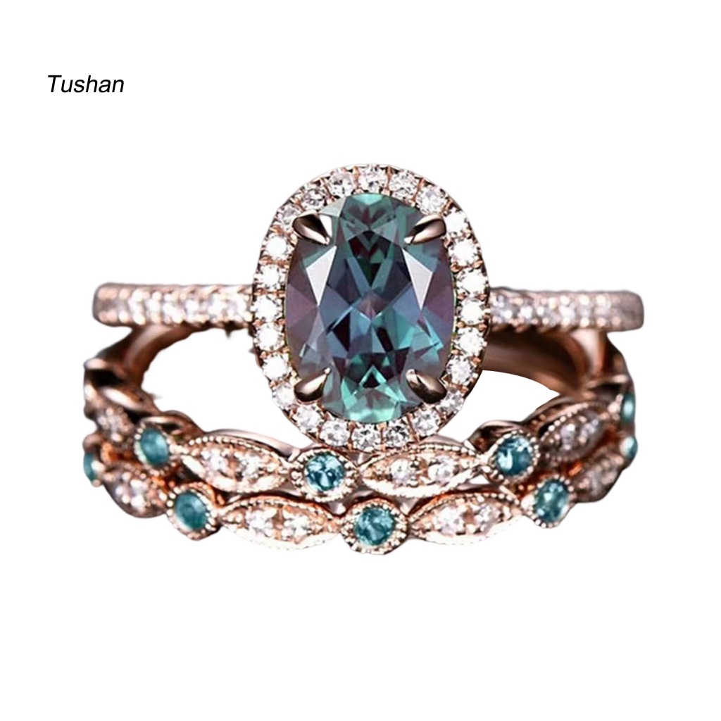 Bộ 3 Nhẫn Đính Đá Phong Cách Vintage Độc Đáo