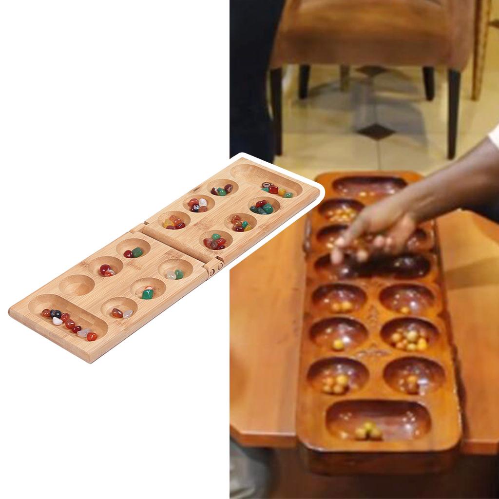 Bộ Trò Chơi Mancala Bằng Gỗ Nhiều Màu Sắc Có Thể Gấp Gọn Siêu Bền Cho Người Lớn Và Trẻ