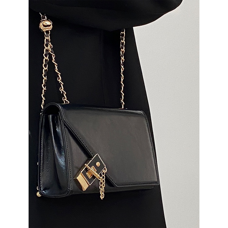 Túi Đeo Vai / Đeo Chéo Bằng Da Sáp Hình Vuông Cỡ Nhỏ Cài Khóa Thời Trang