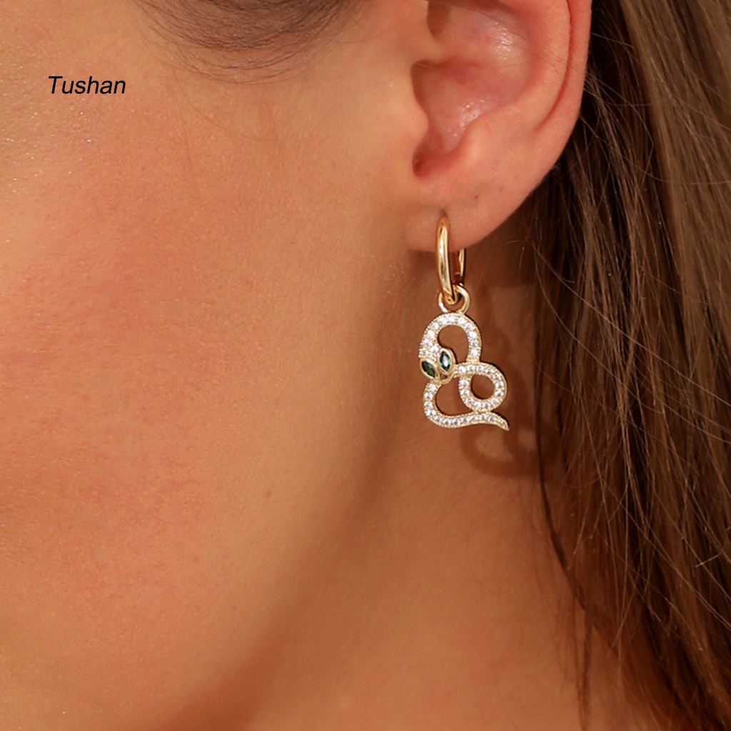 1 Đôi Bông Tai Hình Rắn Đính Đá Lấp Lánh