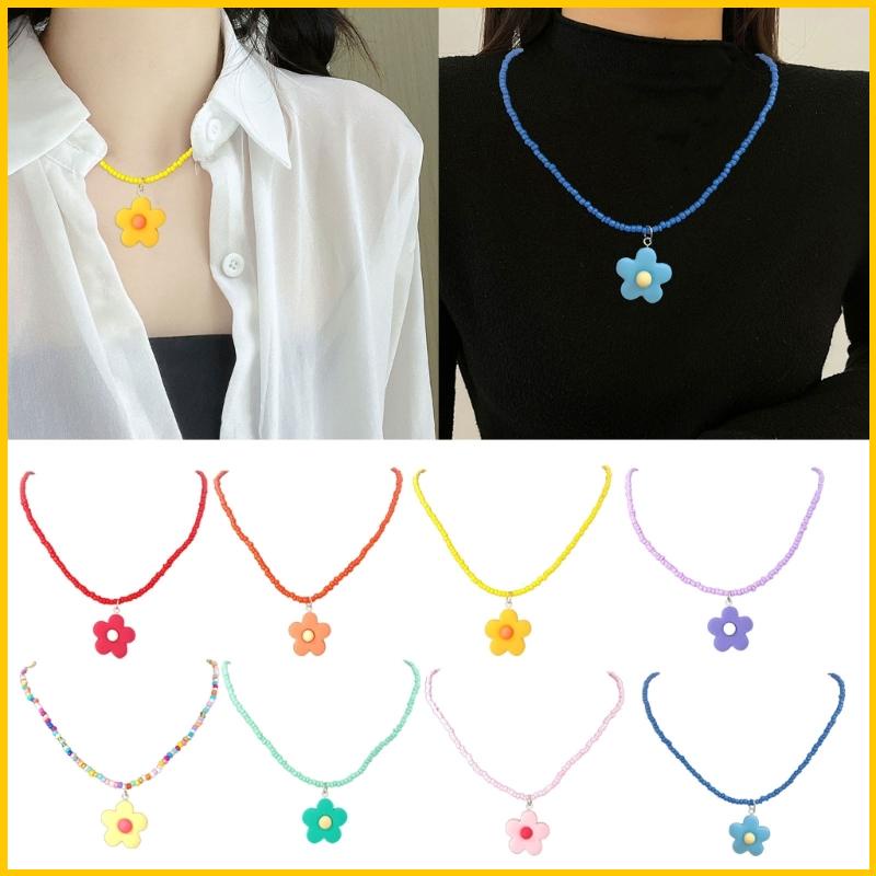 Vòng cổ Hạt Xỏ Lỗ Mặt Hoa Nhiều Màu Phong Cách Bohemian
