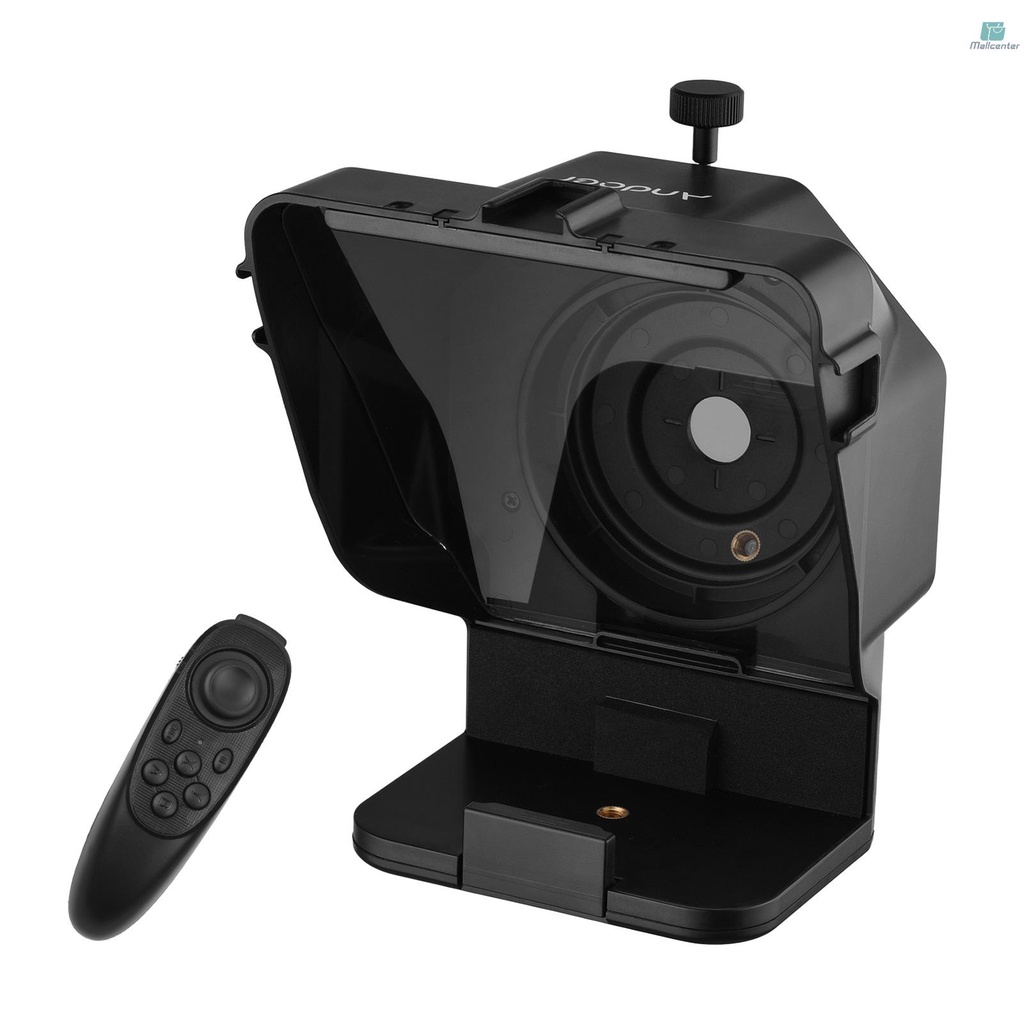 Andoer Portable Smartphone Teleprompter Prompter with Phone Holder Adapter Remote Control for Video Recording Live Streaming Interview Presentation Stage Speech