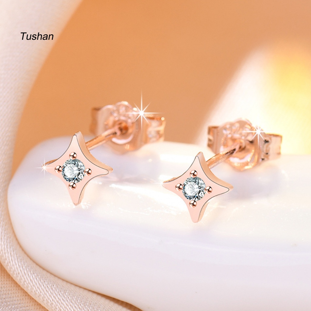 [Ts] 1 Cặp Bông Tai Đinh Tán Hình Ngôi Sao Năm Cánh Tinh Tế Dễ Phối Đồ Lấp Lánh Phong Cách Đơn Giản