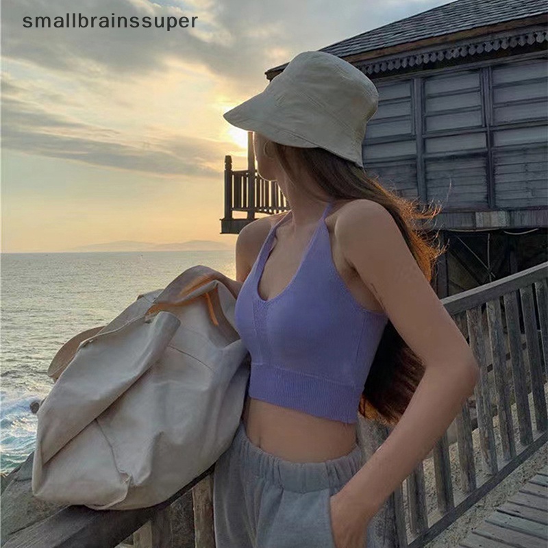 Áo Hai Dây Dệt Kim Màu Trơn Cột Dây Gợi Cảm Thời Trang Mùa Hè Cho Bạn Gái SBS