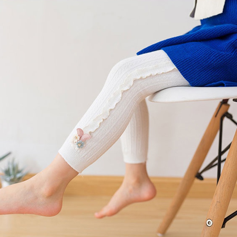 Quần Tất Dệt Kim Co Giãn Thoáng Khí Màu Sắc Đơn Giản Thời Trang Xuân Thu Cho Bé Gái