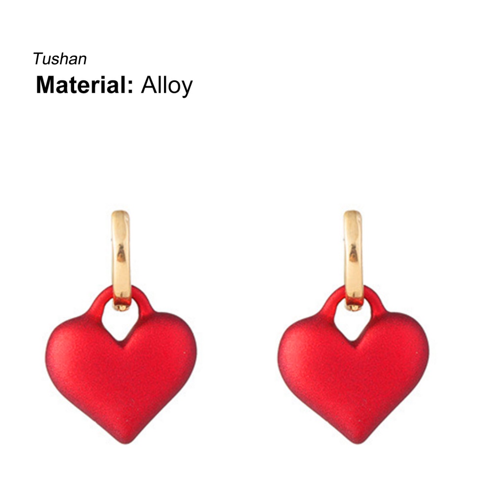 1 Đôi Bông Tai Hợp Kim Hình Trái Tim Đỏ Sang Trọng