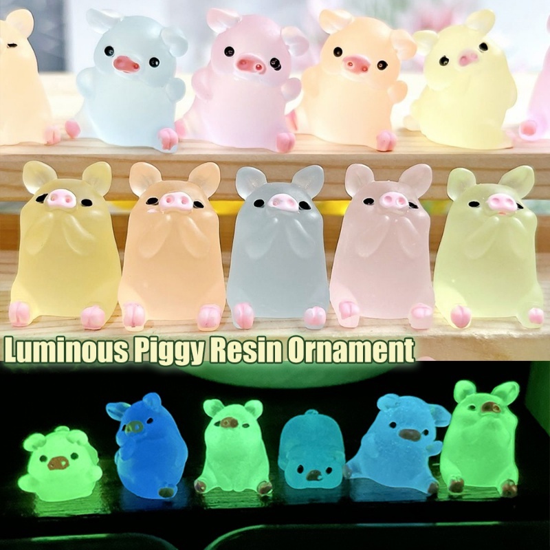 Set 1 / 5 / 10 Tượng Heo Dạ Quang Trang Trí Màu Sắc Ngẫu Nhiên