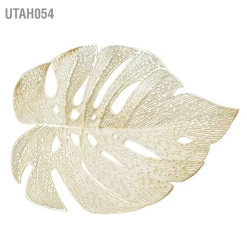 Utah054 6 Cái Cách Nhiệt Placemat Rỗng Ra Mô Phỏng Hình Lá Nhựa PVC Chịu Để Bàn Cho Bếp Vàng