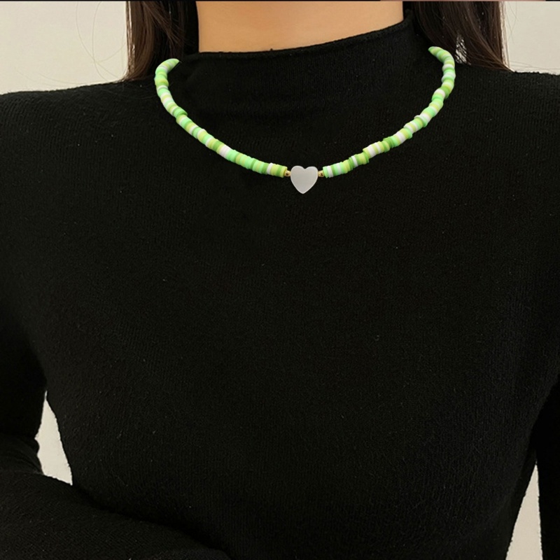Vòng Cổ Choker Hạt Đất Sét Mềm Hình Trái Tim Phong Cách Boho Dành Cho Nữ