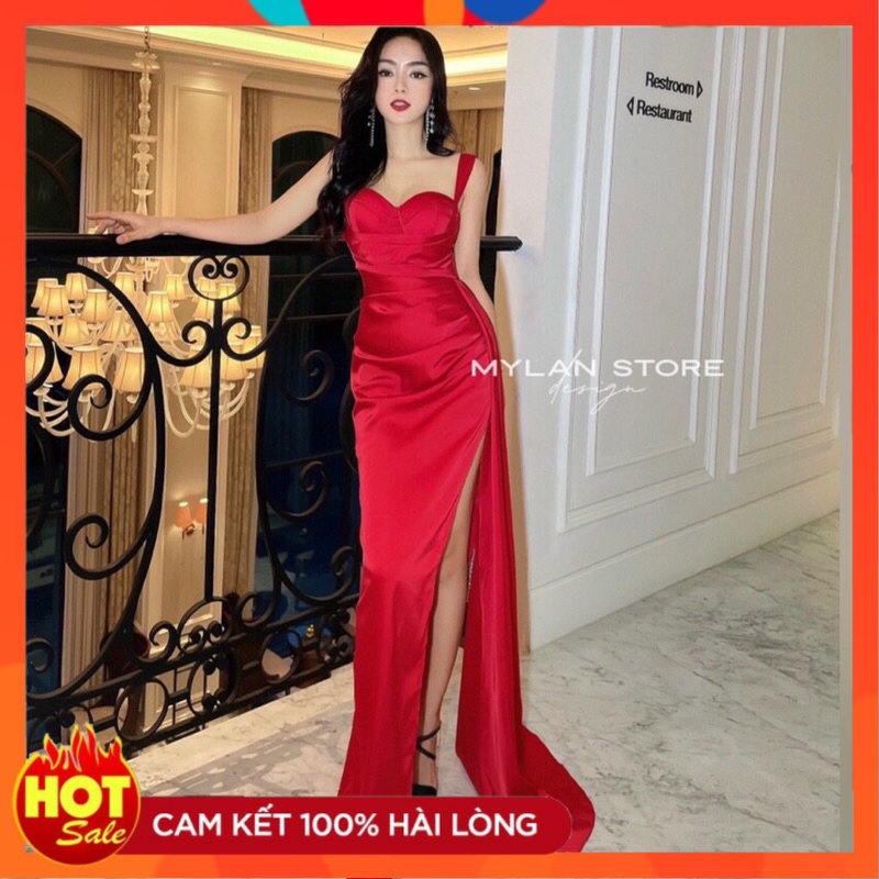 Đầm dạ hội phi hai dây tà dài siêu sang-ML - Yêu Shop 85