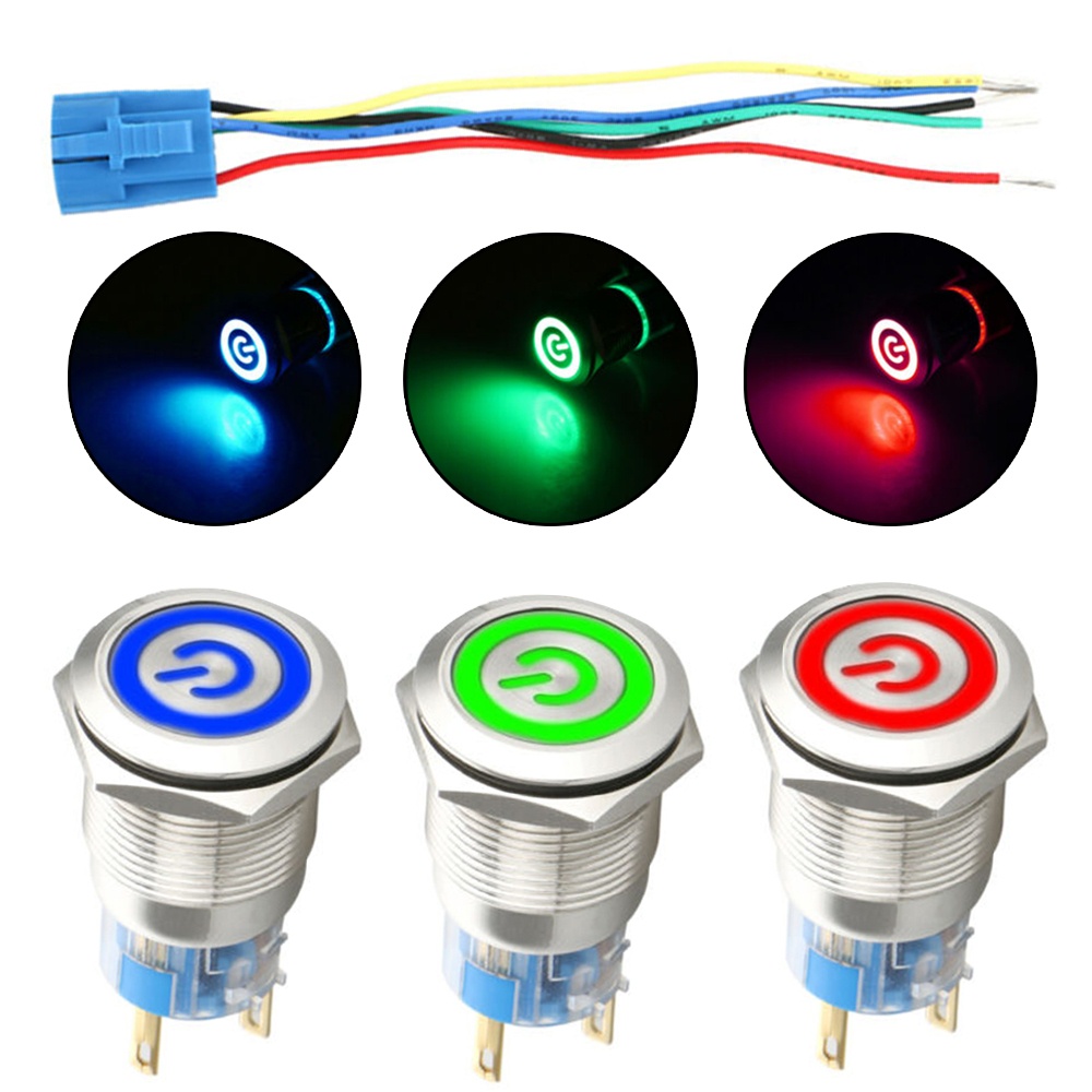 Nút Công Tắc Bật / Tắt Đèn LED 19mm 12V Bằng Hợp Kim Nhôm Chống Thấm Nước Cho Xe