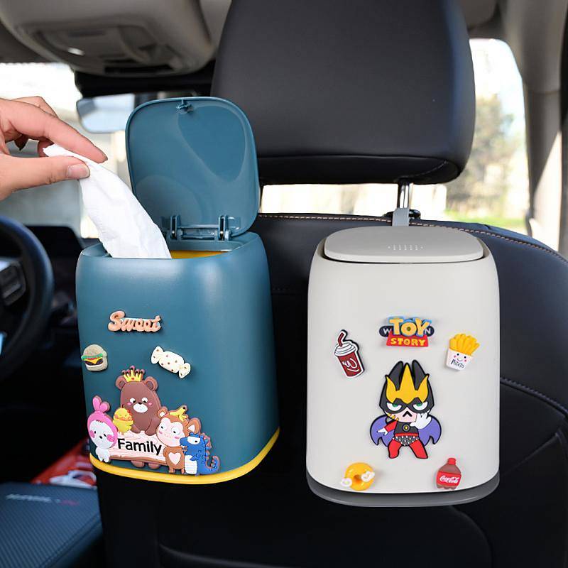Car Trash Can Air Outlet Cartoon Cute Front Co-Pilot Car Interior Rear Seat Mini Hanging Bucket 4hbc
