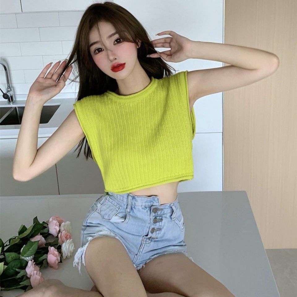 Áo Dệt Kim Không Tay Plus Size Phong Cách Hàn Quốc Cho Nữ