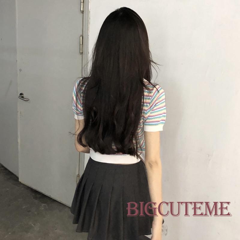 Áo Thun Tay Ngắn Họa Tiết Kẻ Sọc Đơn Giản Phong Cách Đường Phố Thời Trang Mùa Hè Cho Nữ