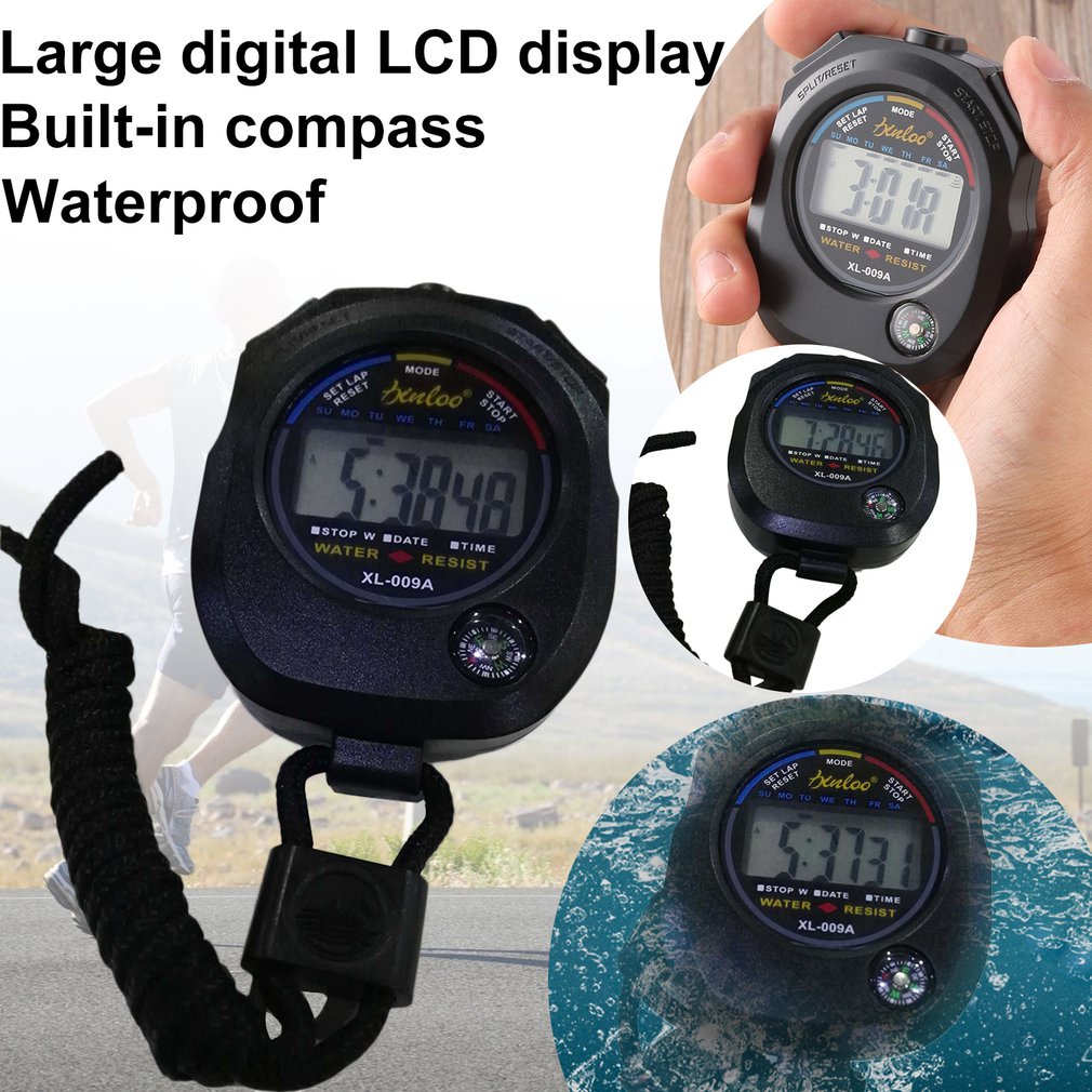 Portable Abs Time Counter Digital Lcd Sports Stopwatch Professional Waterproof Chronograph Durable Timer [Q/1]