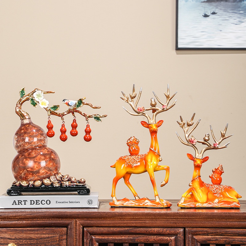 Tượng Hươu Thủ Công Để Bàn Trang Trí Phòng Khách Phong Cách Trung Hoa Hiện Đại Mới