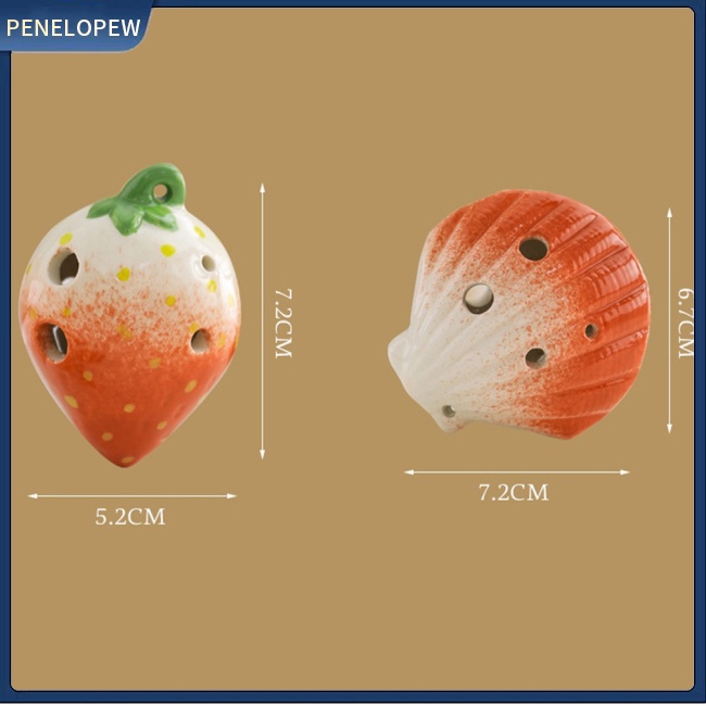 Kèn Ocarina 6 Lỗ Hình Trái Dâu Hoạt Hình Bằng Gốm Cho Người Mới Bắt Đầu