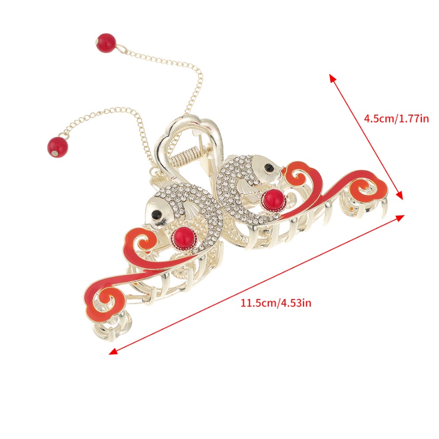 Giá Đỡ Kẹp Tóc Đuôi Ngựa Đính Đá &amp; Ngọc Trai Giả Bằng Kim Loại Kiểu Trung Hoa