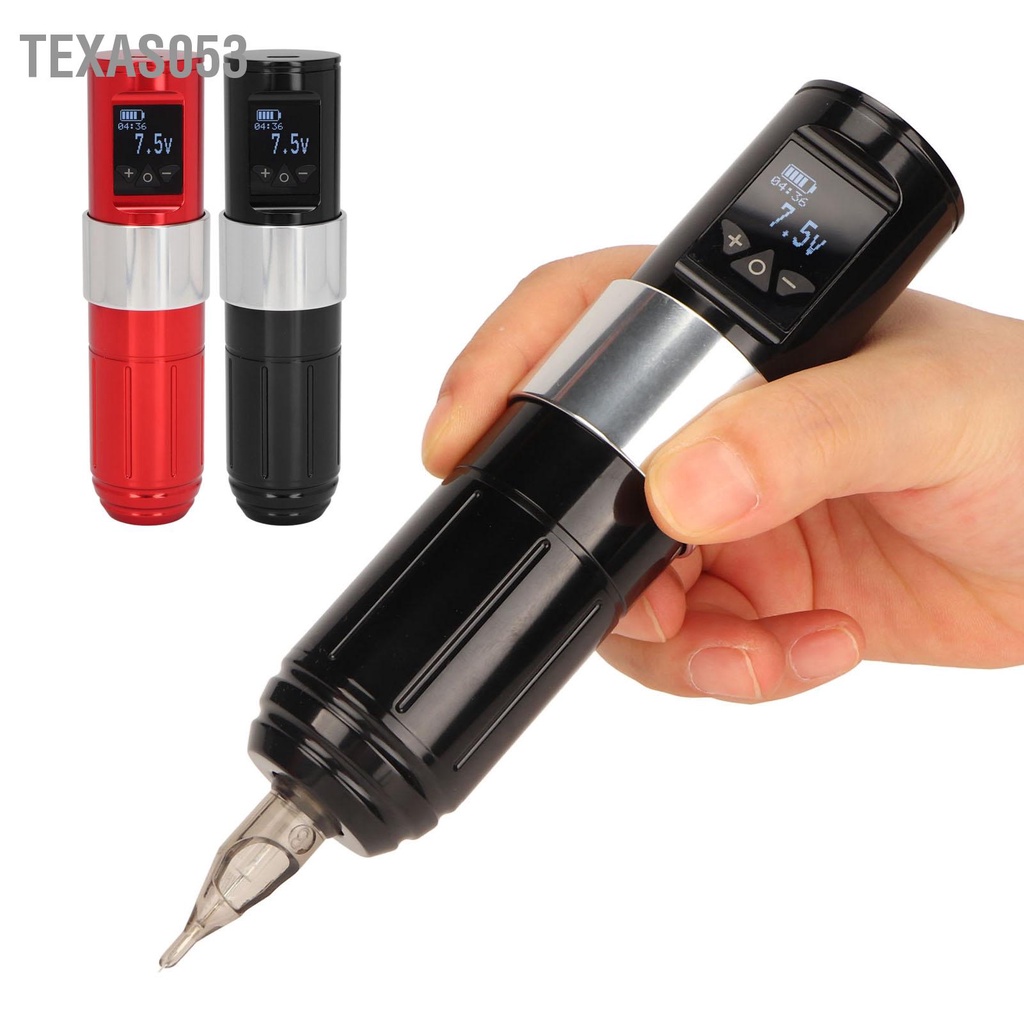 Texas053 Máy xăm quay Liner Shader Hợp kim nhôm 12000 vòng / phút Bút không dây với pin 1700mAh