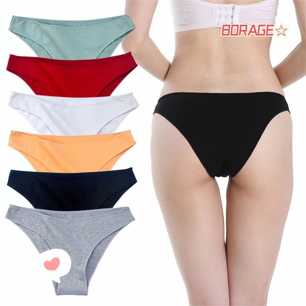 Quần Lót Cotton Lưng Thấp Co Giãn Màu Sắc Đơn Giản Cho Nữ