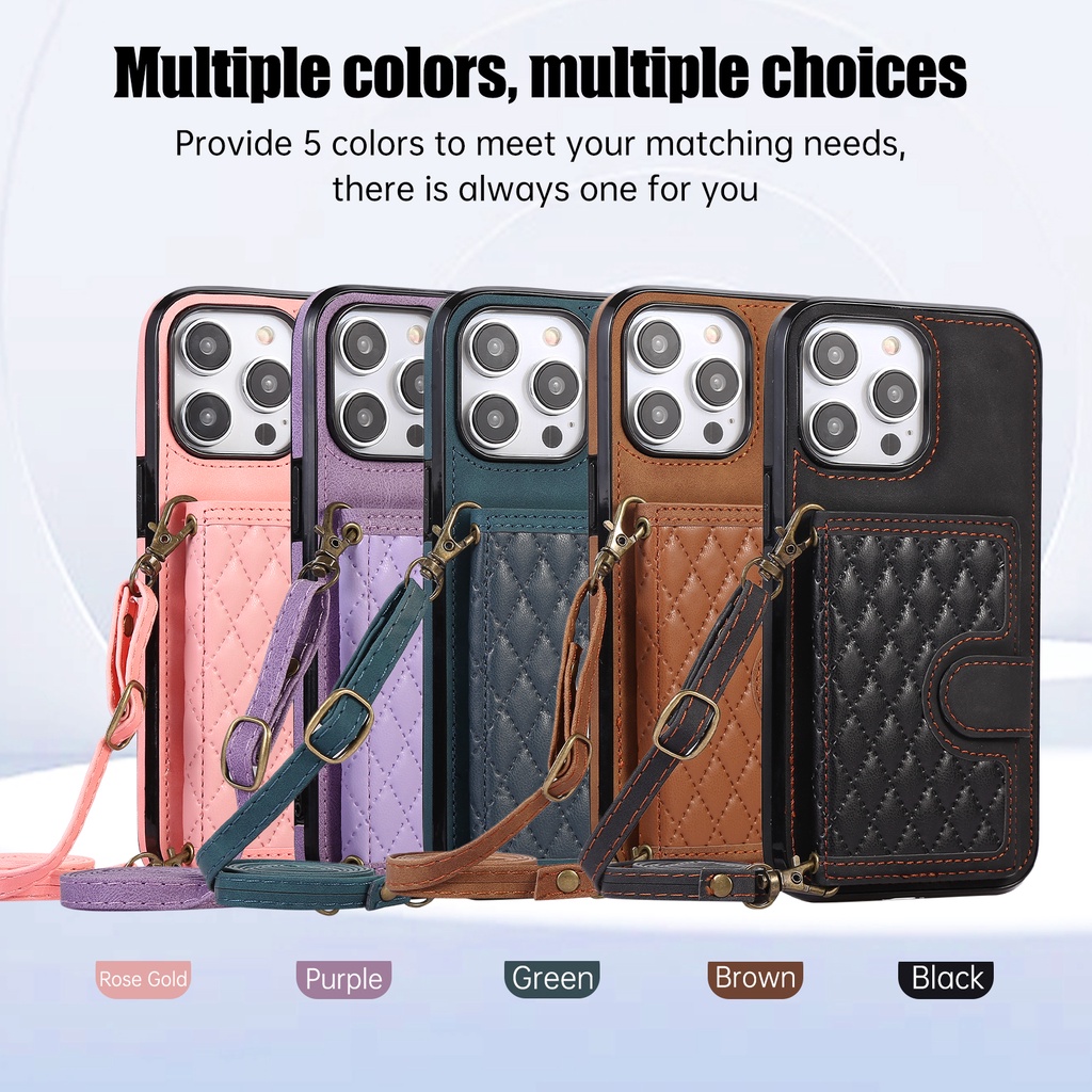 Cho iphone 15 pro max 15 pro 15 plus 14 pro max 13 Giá Đỡ Bao Da Điện Thoại Dạng Ví Có Ngăn Đựng Thẻ Và Dây Đeo Chéo