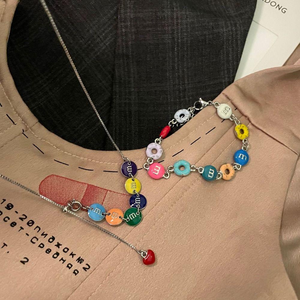 Vanes1 Vòng Cổ Hợp Kim Mặt Hình Bánh Donut Phong Cách Harajuku Hàn Quốc Ngọt Ngào Độc Đáo