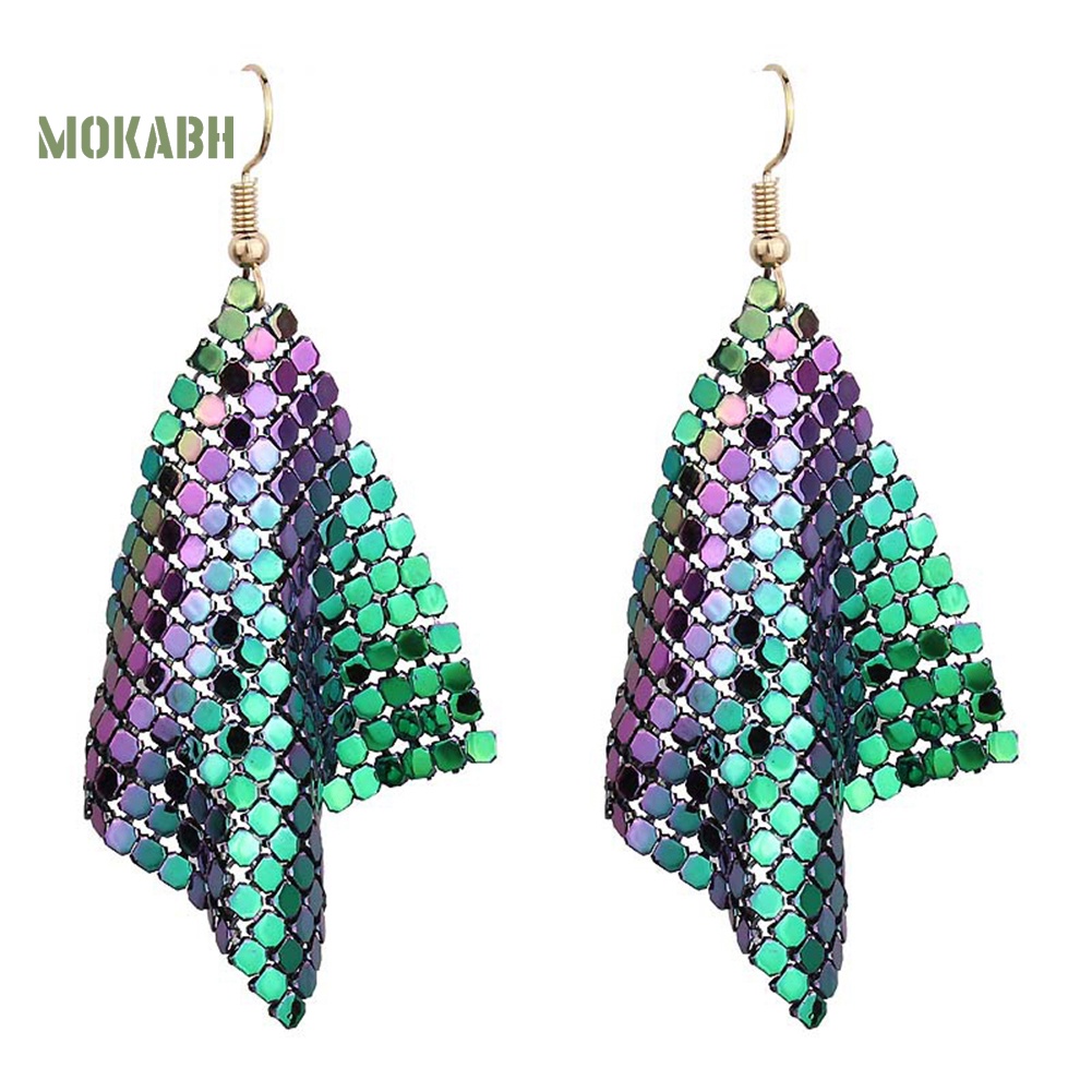 Bông Tai Dạng Móc Hình Lưới Đính Kim Sa Lấp Lánh Thời Trang Dự Tiệc Cho Nữ