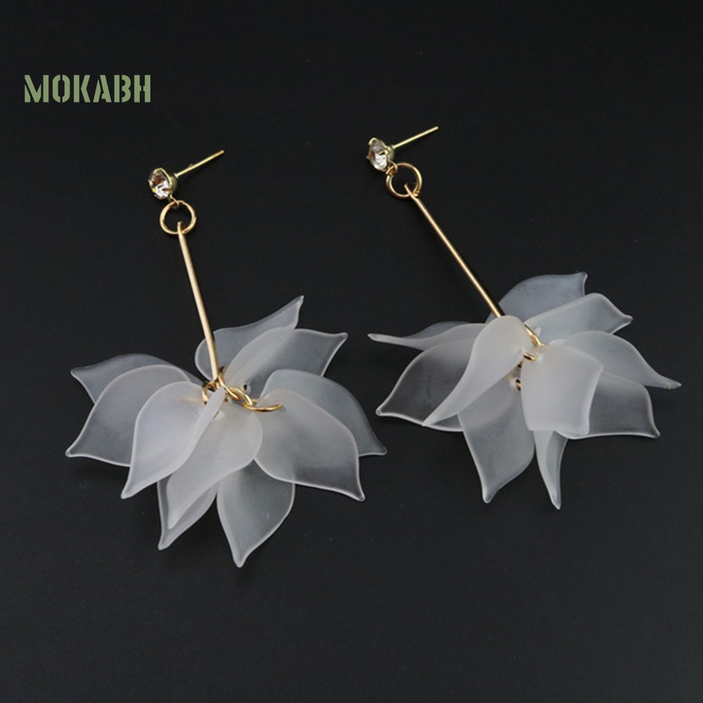 Bông Tai Dáng Dài Hình Cánh Hoa Bằng Nhựa Resin Ngọt Ngào Cho Nữ