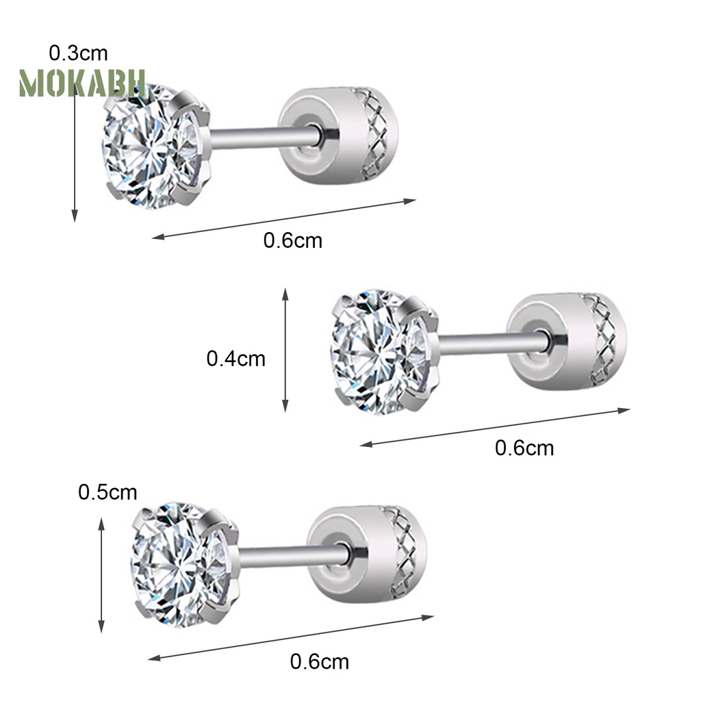 Bông Tai Tròn Bằng Thép Titan Đính Đá Zircon Thời Trang Cho Nam Và Nữ