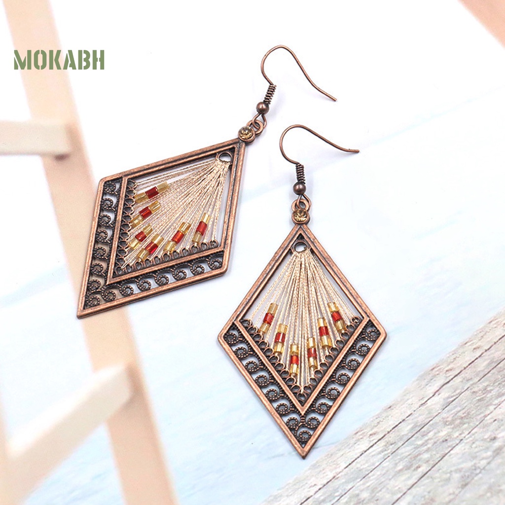 1 Đôi Bông Tai Hình Giọt Nước Đính Hạt Phong Cách Bohemian Thời Trang Cho Nữ