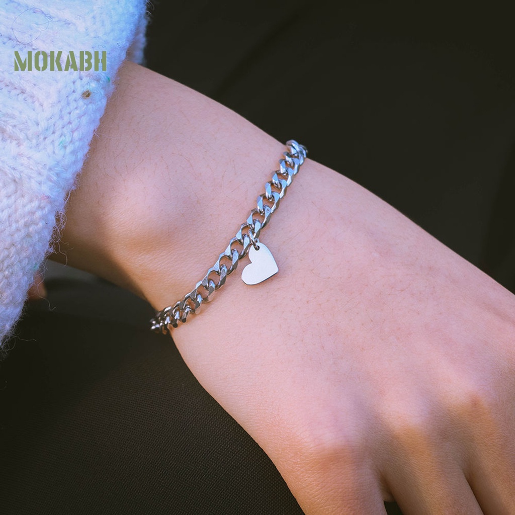 1 Cặp Vòng Đeo Tay Cặp Hình Trái Tim Bằng Hợp Kim Phong Cách Tối Giản Thời Trang