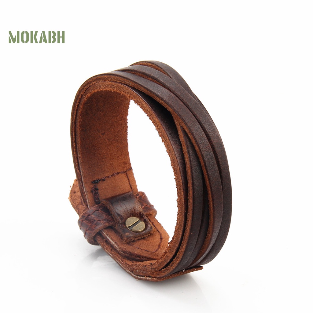 Vòng Tay Giả Da Bện Nhiều Lớp Phong Cách Punk Cá Tính Dùng Hàng Ngày