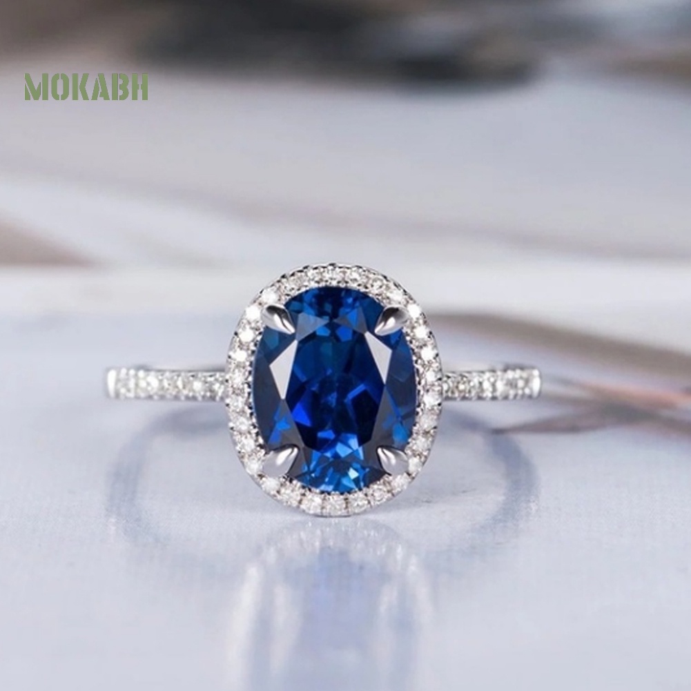 Nhẫn Đính Hôn Đính Đá Zircon Hình Oval Thời Trang Dành Cho Nữ