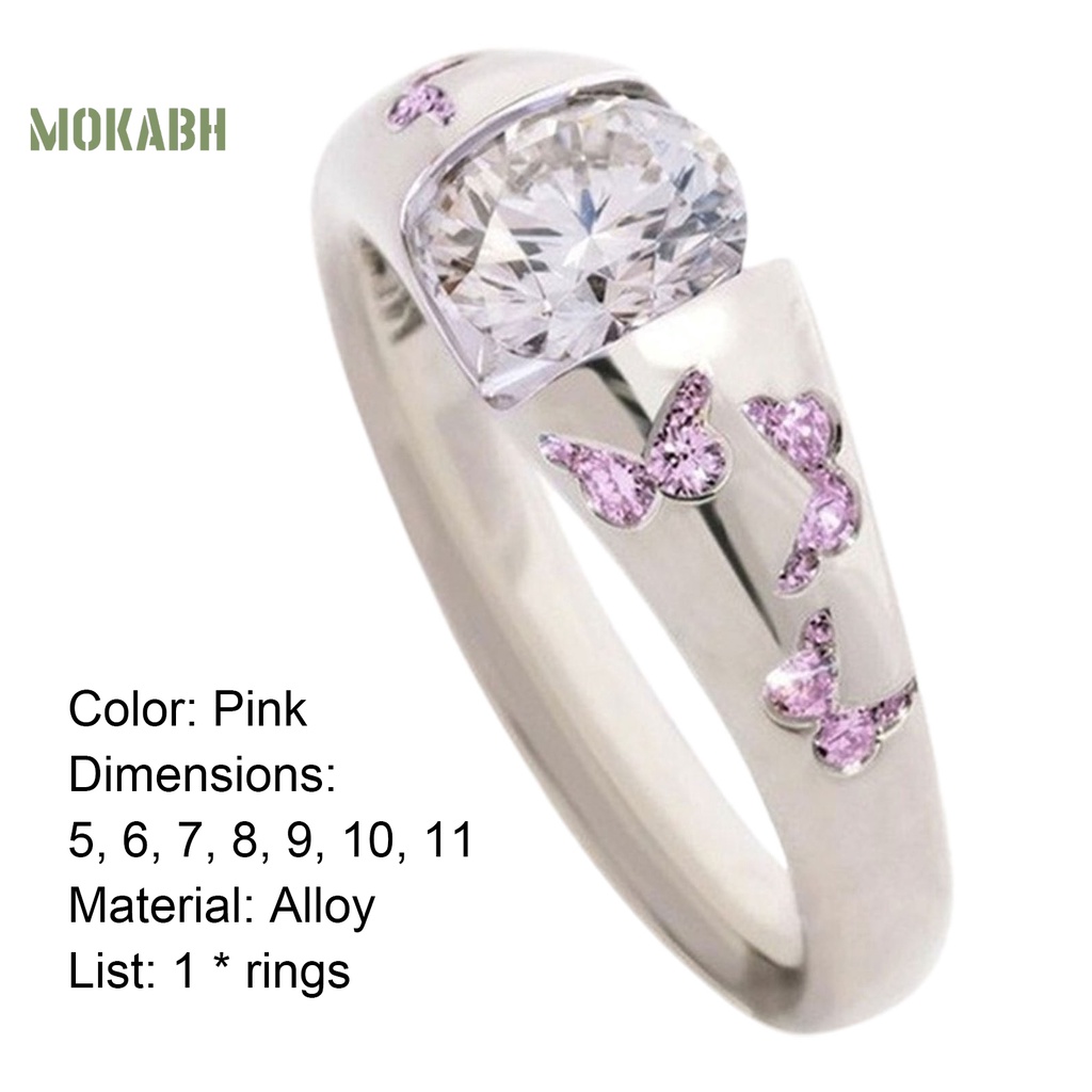 Nhẫn Hợp Kim Họa Tiết Bươm Bướm Đính Đá Zircon Thời Trang Cho Nữ