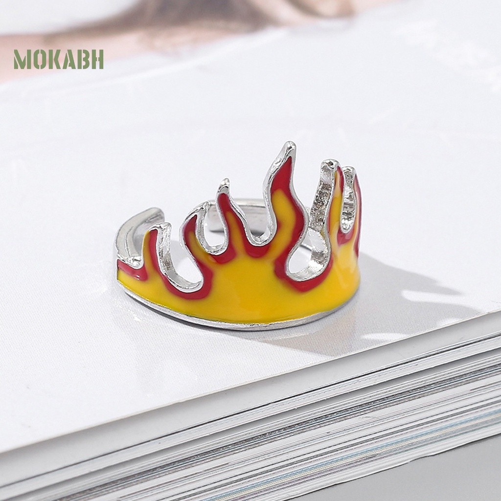 Nhẫn Hở Hình Ngọn Lửa Bằng Hợp Kim Chống Biến Dạng Phong Cách Cổ Điển Có Thể Điều Chỉnh Cho Nam Và Nữ